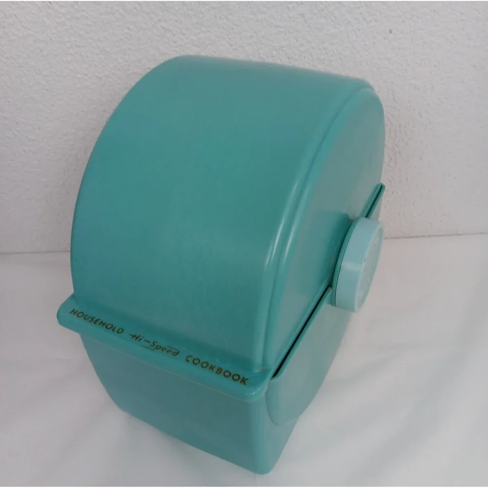 Vintage Household Hi-Speed Cookbook 1956 Rolodex Turn Style Recipe Turquois